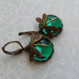Spherical dragonfly earrings in antique gold