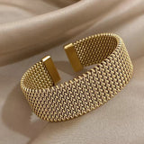 Vintage Braided Mesh Open Classic Bracelet