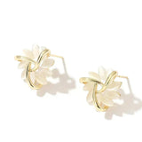 Elegant and exquisite opal petal circle stud earrings in gold