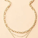 Vintage gold layered chain & pendant necklace