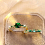 Serena Emerald Duo Ring Gold Set