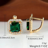 Golden Green Square Zirconia Gold Earrings