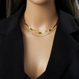 Sorella Gem Double-Layer Retro Gold Necklace